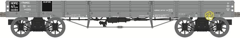 Plat TP type Ntyw, roues à rayons