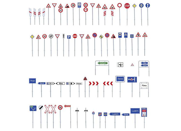 Assortiment de panneaux routiers suisses