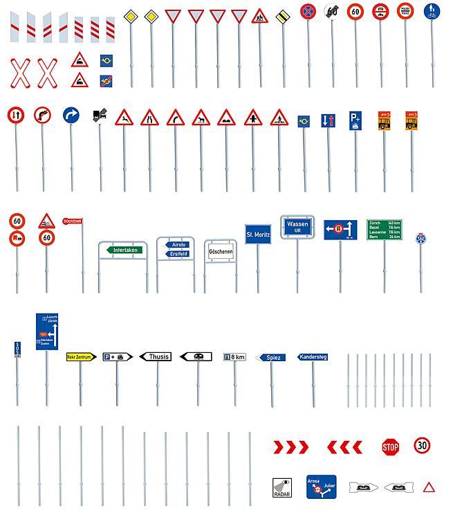Assortiment de panneaux routiers suisses