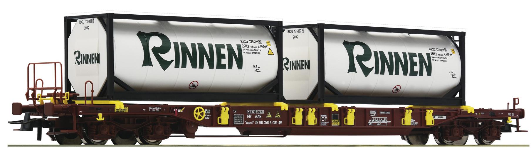 Wagon poche type T3 avec conteneurs citernes "Rinnen"