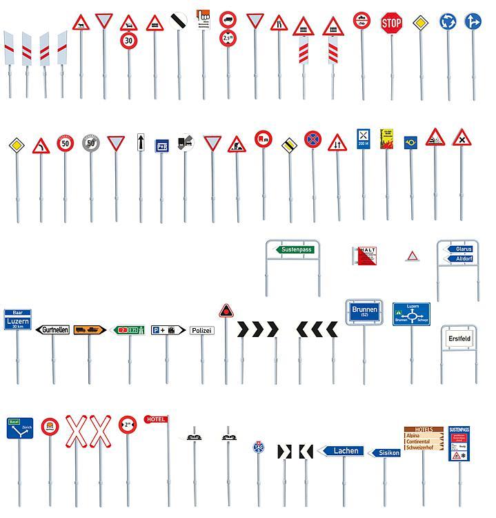 Assortiment de panneaux routiers suisses