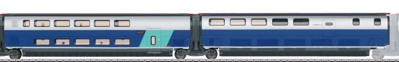 Coffret de 2 voitures, 2eme classe et voiture bar, TGV DUPLEX