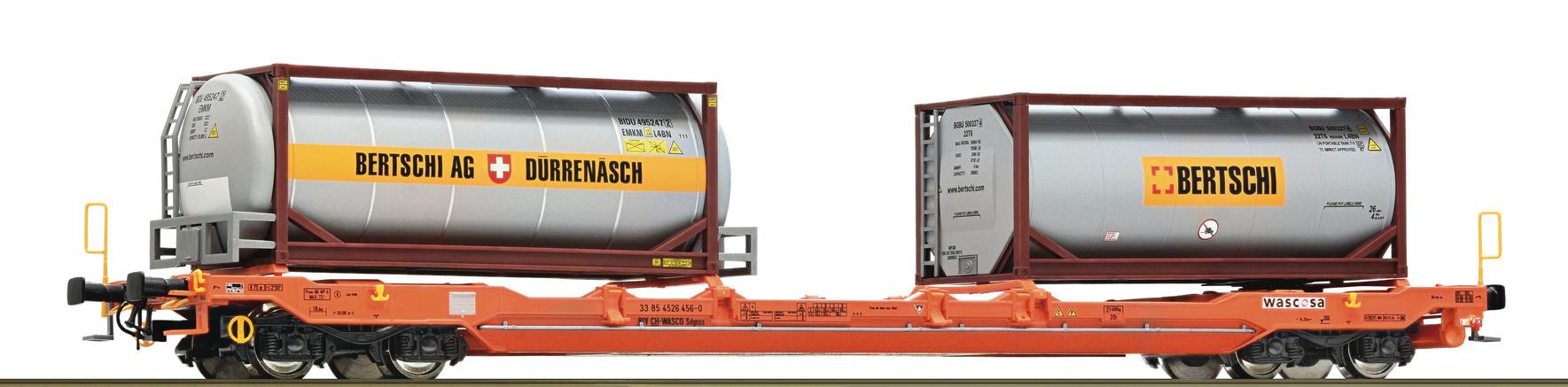 Wagon poche T5 avec containers citernes "Bertschi"