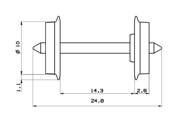 Essieux DC (=) diametre 10 mm, 2 pieces