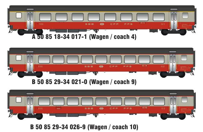 Conffret complementaire a la rame "Swiss-Express" epoque IV, ancien marquage avec eclairage interieur
