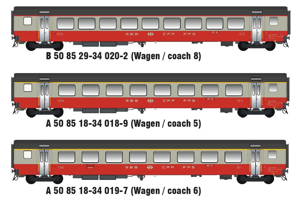 Conffret complementaire a la rame "Swiss-Express" epoque IV, ancien marquage avec eclairage interieur