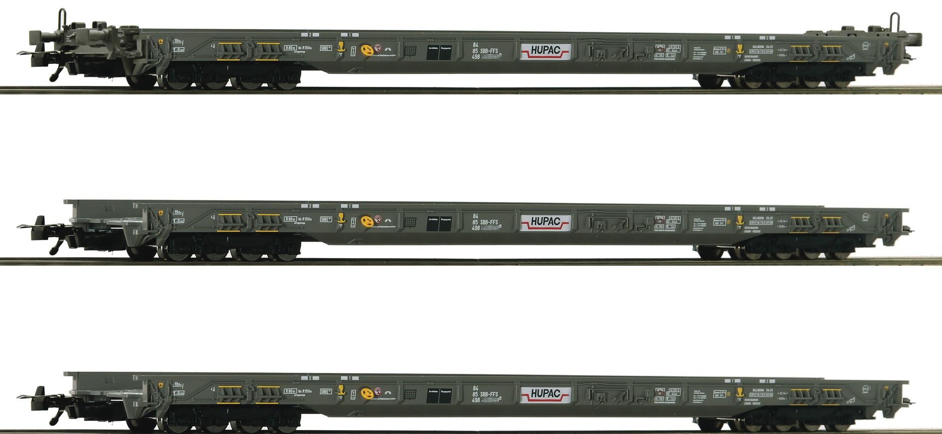 Coffret de 3 wagons pour transport de camion type "RoLa" HUPAC