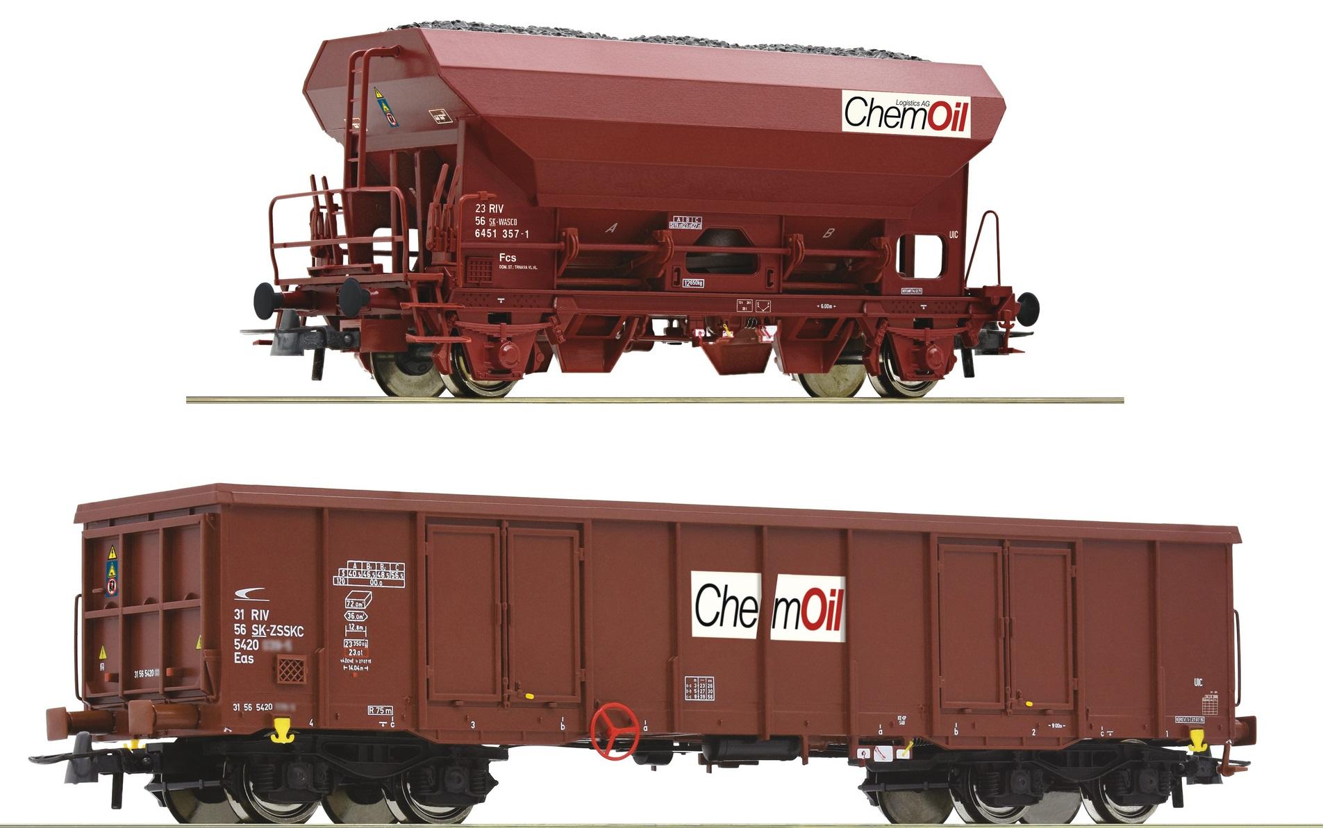 Coffret de deux wagons marchandises "ChemOil". 1 x Eas + 1 x Fcs