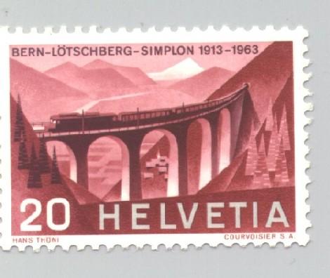 Suisse - Timbre 50 ans du Lötschberg