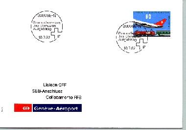Suisse - enveloppe inauguration ligne Genève - Aéroport