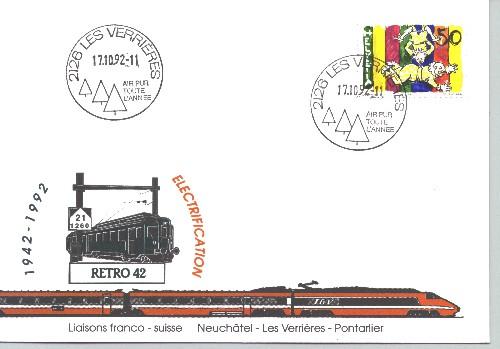 Suisse - Enveloppe 50 ans électrification Franco-Suisse