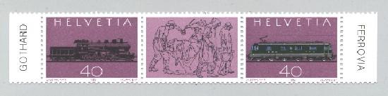 Suisse - 2 timbres 100 ans Gotthard