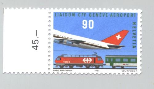 Suisse - Timbre Inauguration ligne Genève - Aéroport